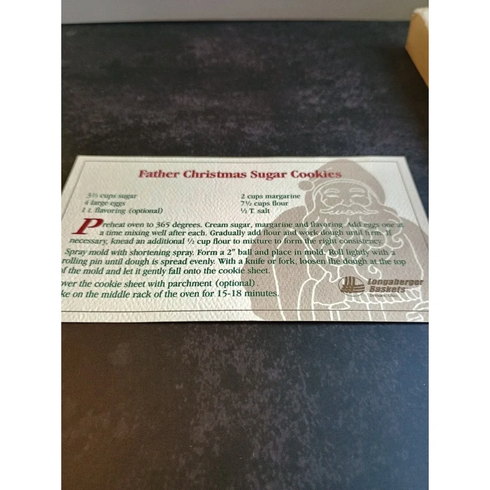 Vintage Longaberger Pottery Cookie Mold 1991 Kris Kringle Christmas Santa Cutter